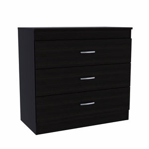 31" Black Wood Three Drawer Dresser