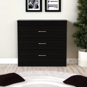 31" Black Wood Three Drawer Dresser