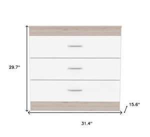 31" Light Gray Wood Three Drawer