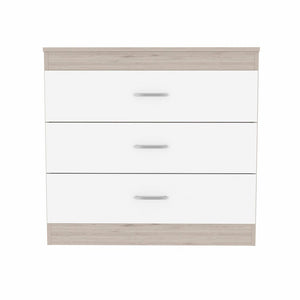 29" Light Gray and White Three Drawer Dresser