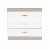29" Light Gray and White Three Drawer Dresser