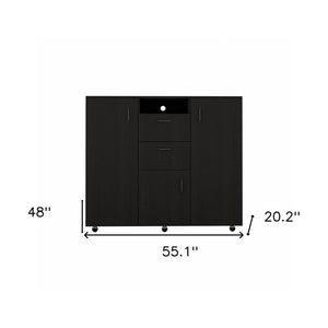 55" Black Wood Two Drawer Dresser