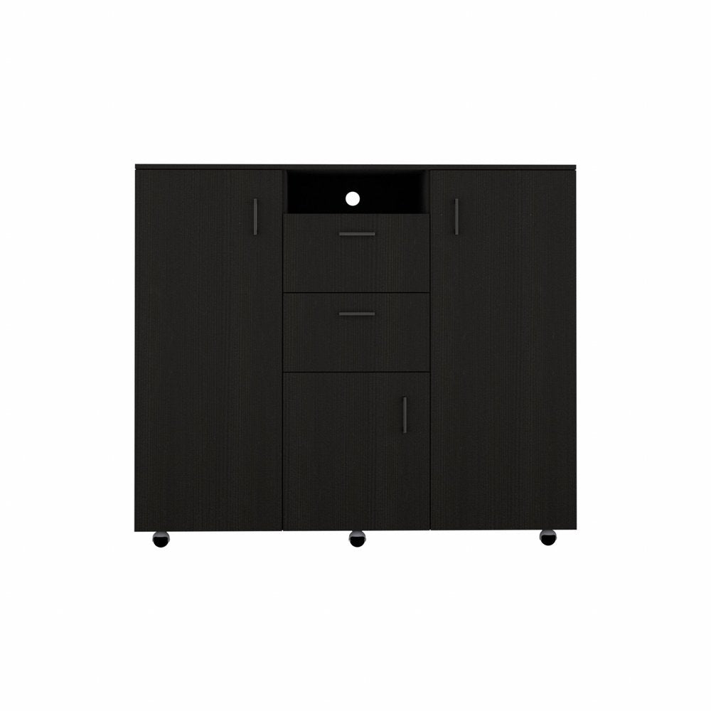 55" Black Wood Two Drawer Dresser