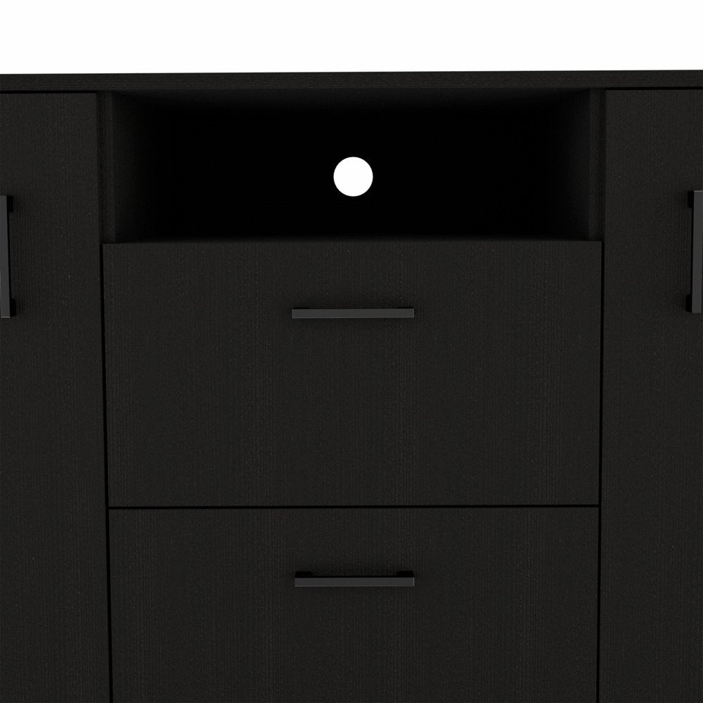 55" Black Wood Two Drawer Dresser