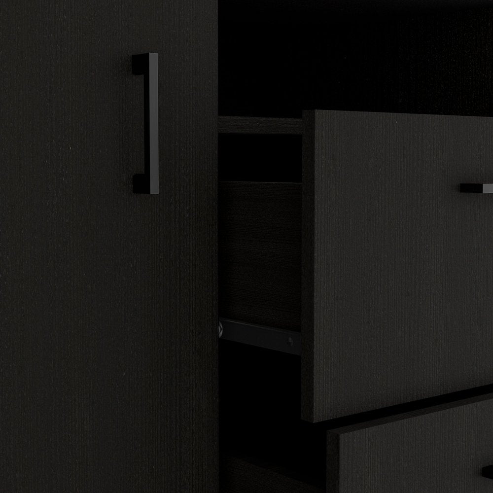 55" Black Wood Two Drawer Dresser
