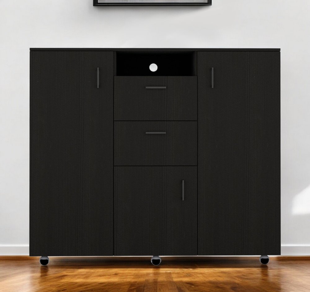 55" Black Wood Two Drawer Dresser
