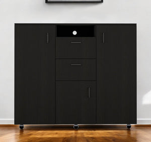 55" Black Wood Two Drawer Dresser