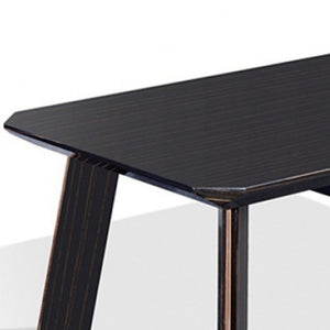 55" Ebony and Dark Brown Wood And Stainless Steel Coffee Table With Drawer