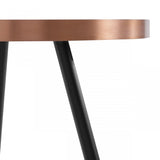 20" Black and Gold Faux Marble And Metal Round Coffee Table