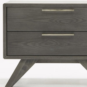 18" Solid Wood and Wood Two Drawer Nightstand