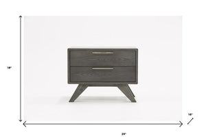 18" Solid Wood and Wood Two Drawer Nightstand