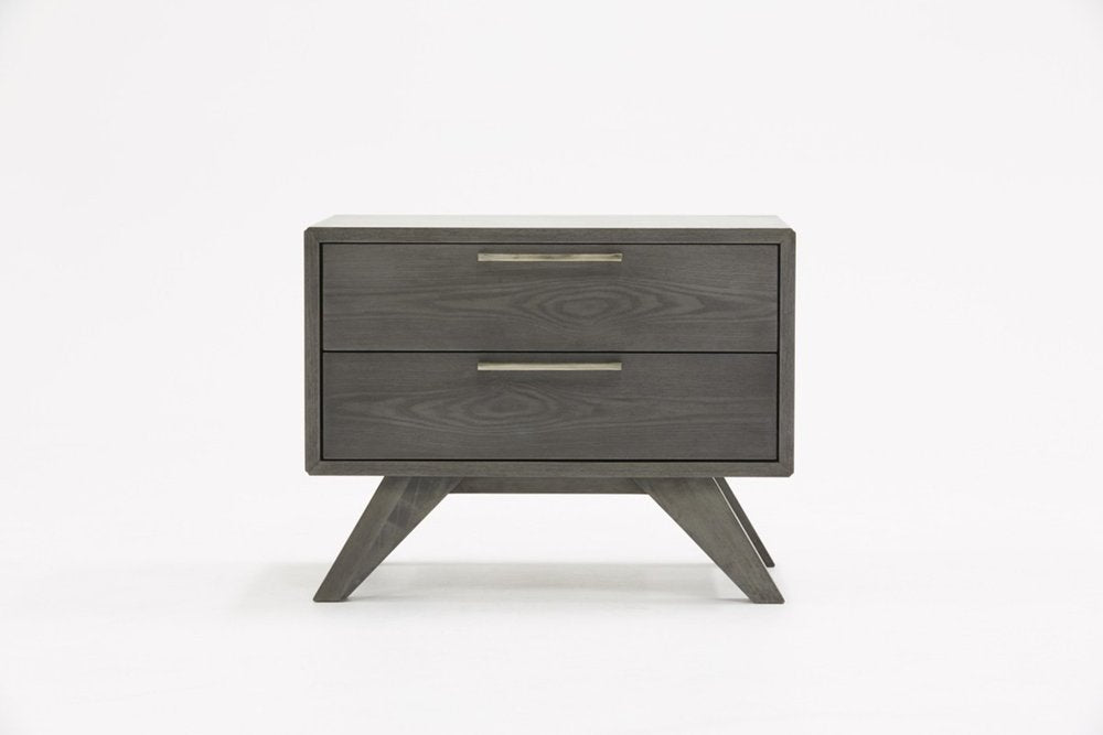 18" Solid Wood and Wood Two Drawer Nightstand
