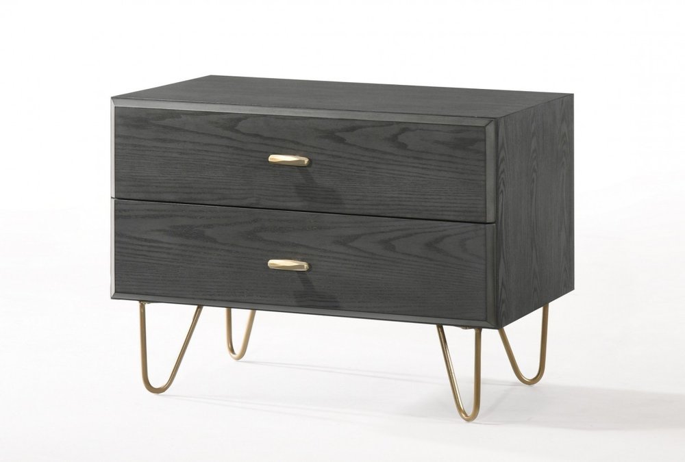 18" Wood Two Drawer Nightstand