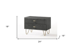 18" Wood Two Drawer Nightstand