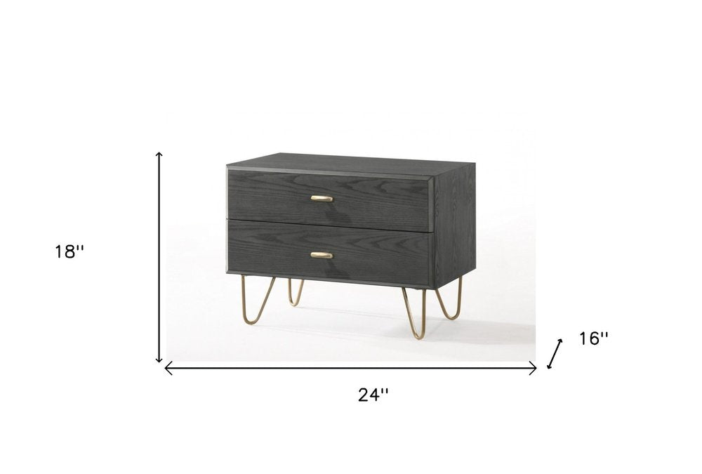 18" Wood Two Drawer Nightstand