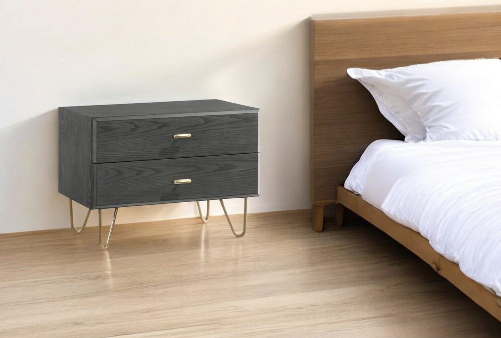 18" Wood Two Drawer Nightstand