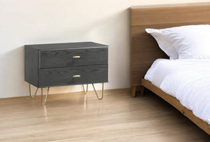 18" Wood Two Drawer Nightstand