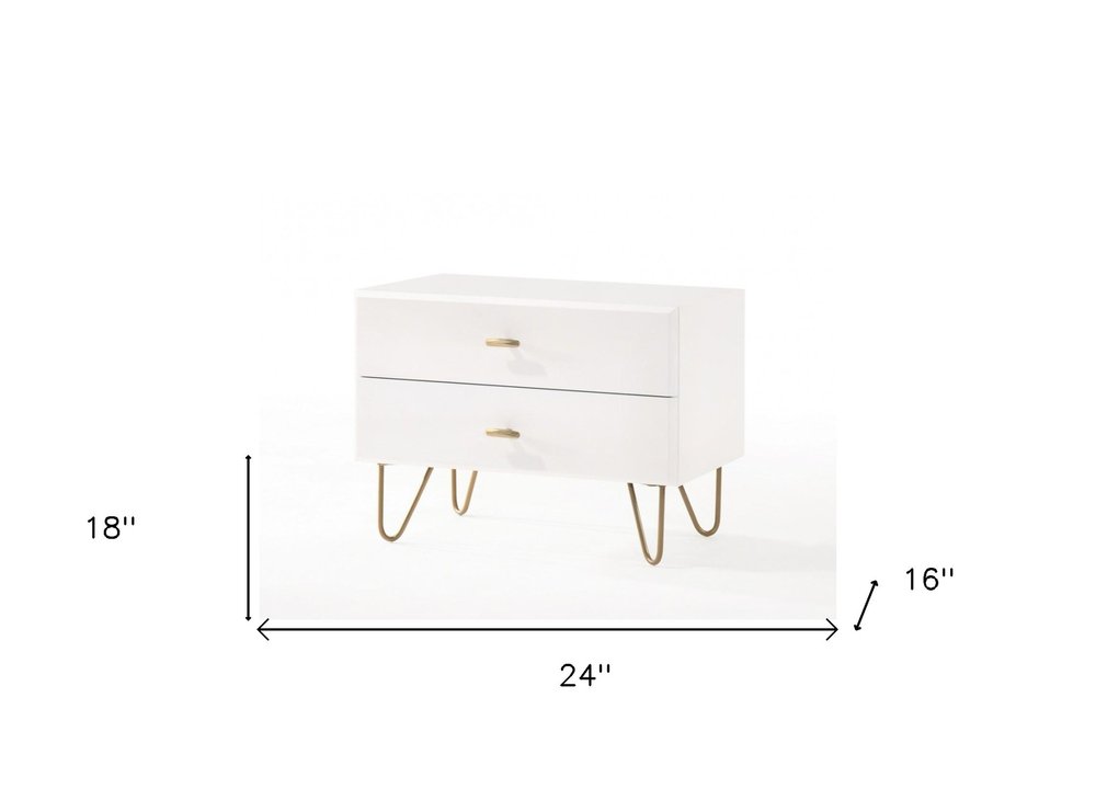 18" Wood Two Drawer Nightstand