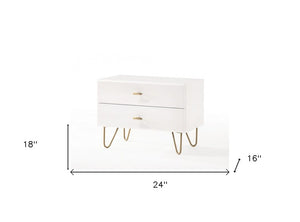 18" Wood Two Drawer Nightstand