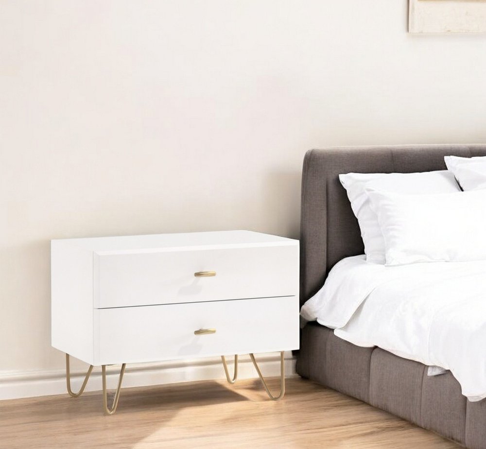 18" Wood Two Drawer Nightstand