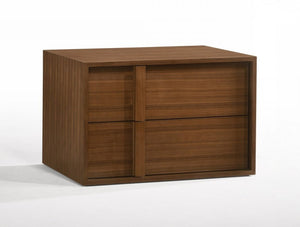 19" Solid Wood and Wood Two Drawer Nightstand