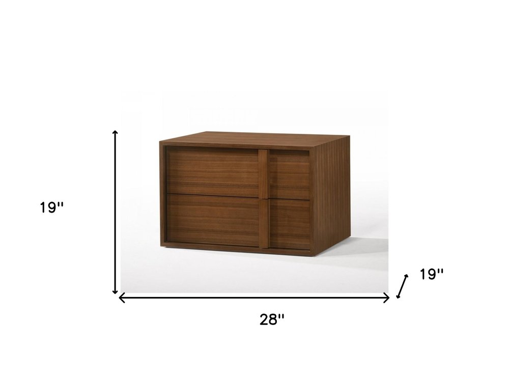 19" Solid Wood and Wood Two Drawer Nightstand