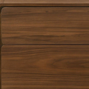 Modern Walnut Brown Nightstand with Two Drawers