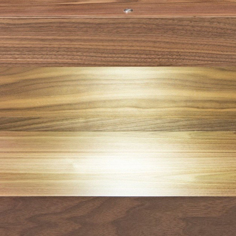 Contemporary LED Lit Walnut Nightstand with One Drawer