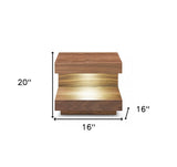 Contemporary LED Lit Walnut Nightstand with One Drawer
