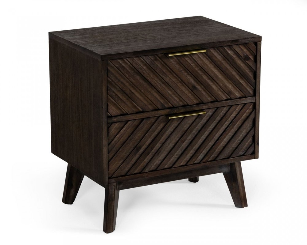 24" Solid Wood and Wood Two Drawer Nightstand