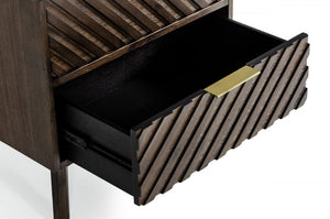 24" Solid Wood and Wood Two Drawer Nightstand