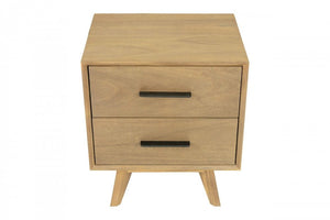 24" Solid Wood and Wood Two Drawer Nightstand