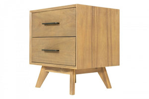 24" Solid Wood and Wood Two Drawer Nightstand