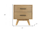 24" Solid Wood and Wood Two Drawer Nightstand