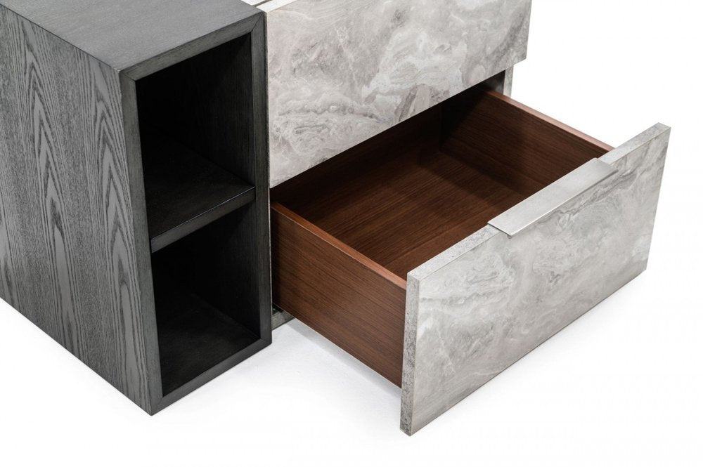 18" Wood Two Drawer Nightstand