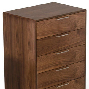30" Brown Solid Wood Five Drawer Dresser