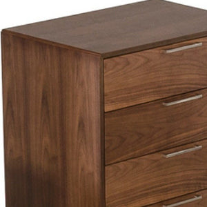 30" Brown Solid Wood Five Drawer Dresser