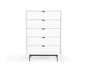 30" White Solid Wood Five Drawer Chest
