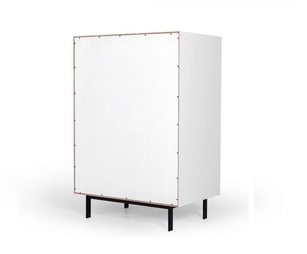 30" White Solid Wood Five Drawer Dresser