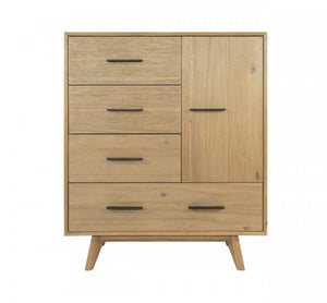 39" Walnut Solid Wood Four Drawer Gentlemans Chest