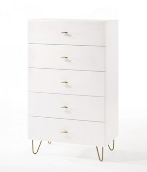 30" White Manufactured Wood Five Drawer Chest