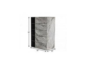 35" Grey Manufactured Wood Five Drawer Chest