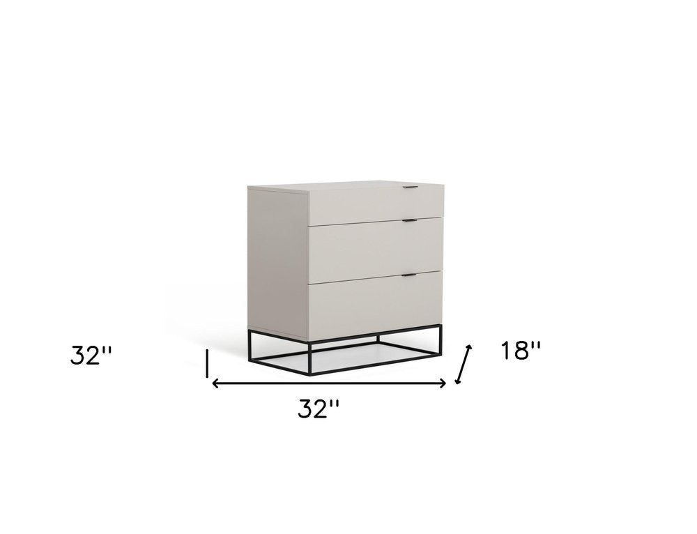 32" Gray Wood Three Drawer Dresser