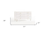 51" White Manufactured Wood Six Drawer Double Dresser