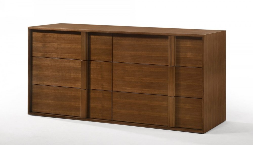 65" Brown Solid Wood Six Drawer Double Dresser