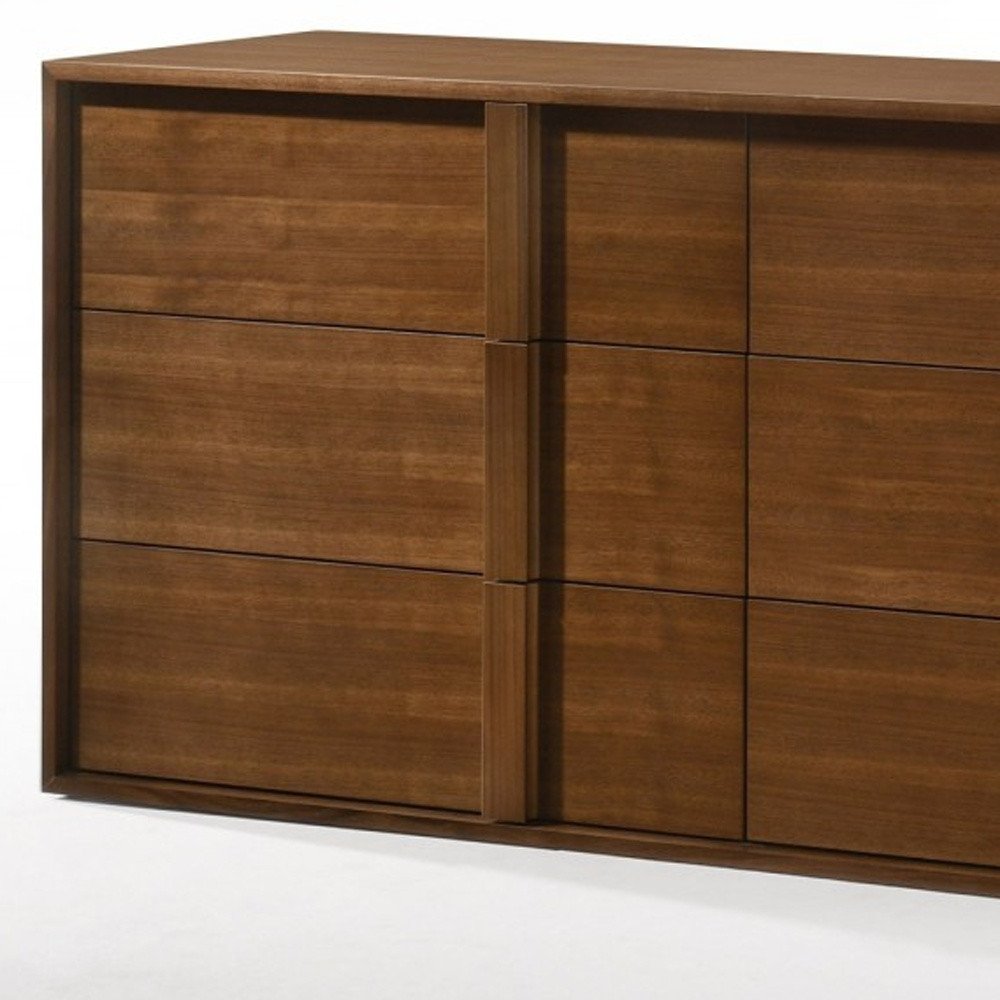 65" Brown Solid Wood Six Drawer Double Dresser