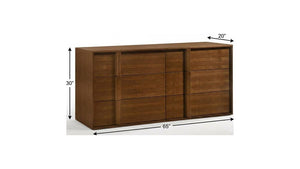 65" Brown Solid Wood Six Drawer Double Dresser