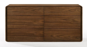 59" Brown Solid Wood Six Drawer Double Dresser