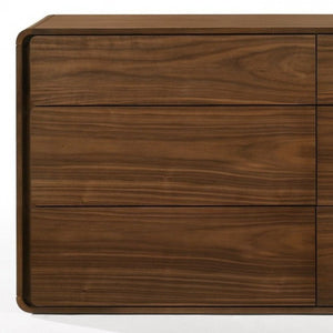 59" Walnut Solid Wood Six Drawer Double Dresser