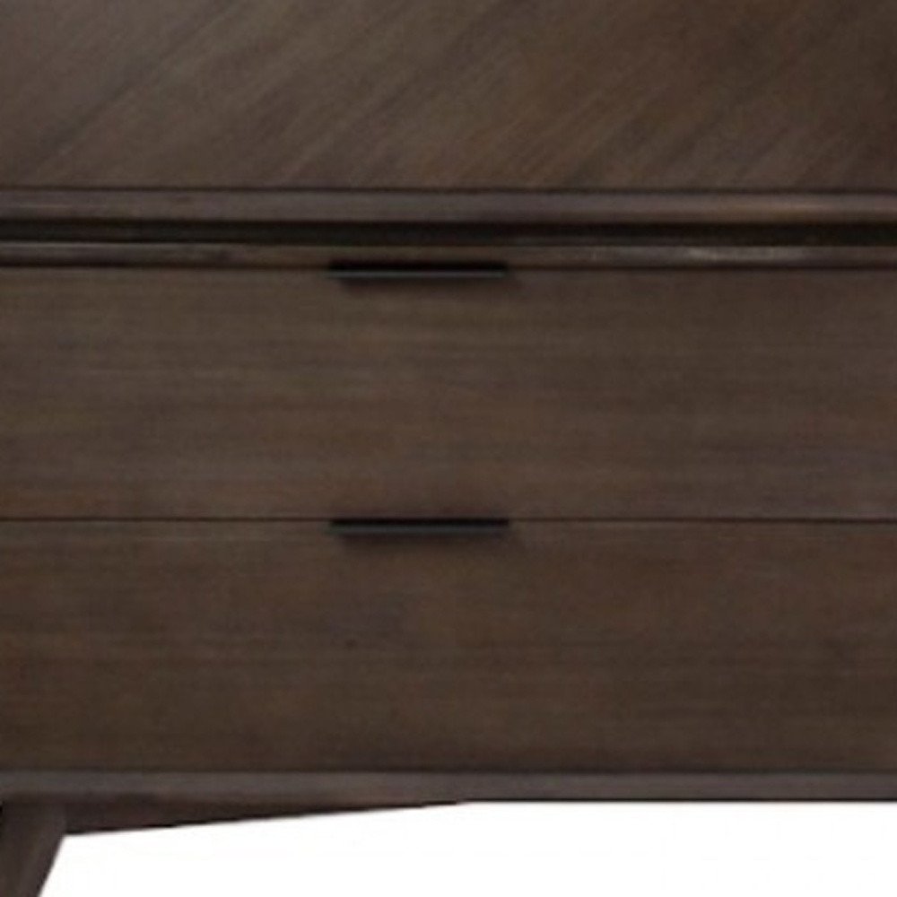 65" Dark Brown Solid Wood Six Drawer Double Dresser